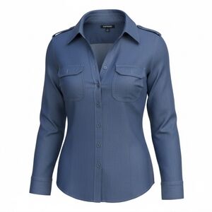 Express Design Studio Dark Wash Denim Button Up Shirt - Size S